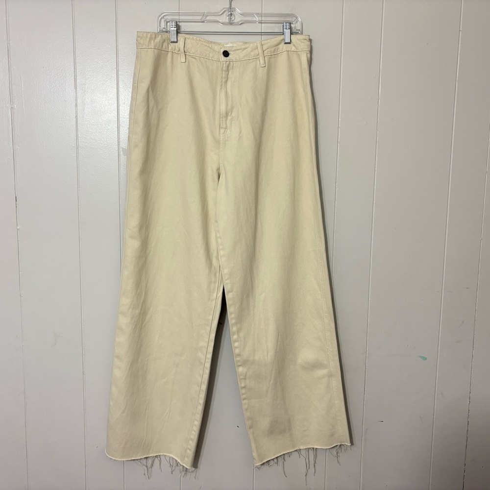 Carly Jeans Los Angeles Jaymee Wide Leg Stone Pants Size 15 Frayed Hem